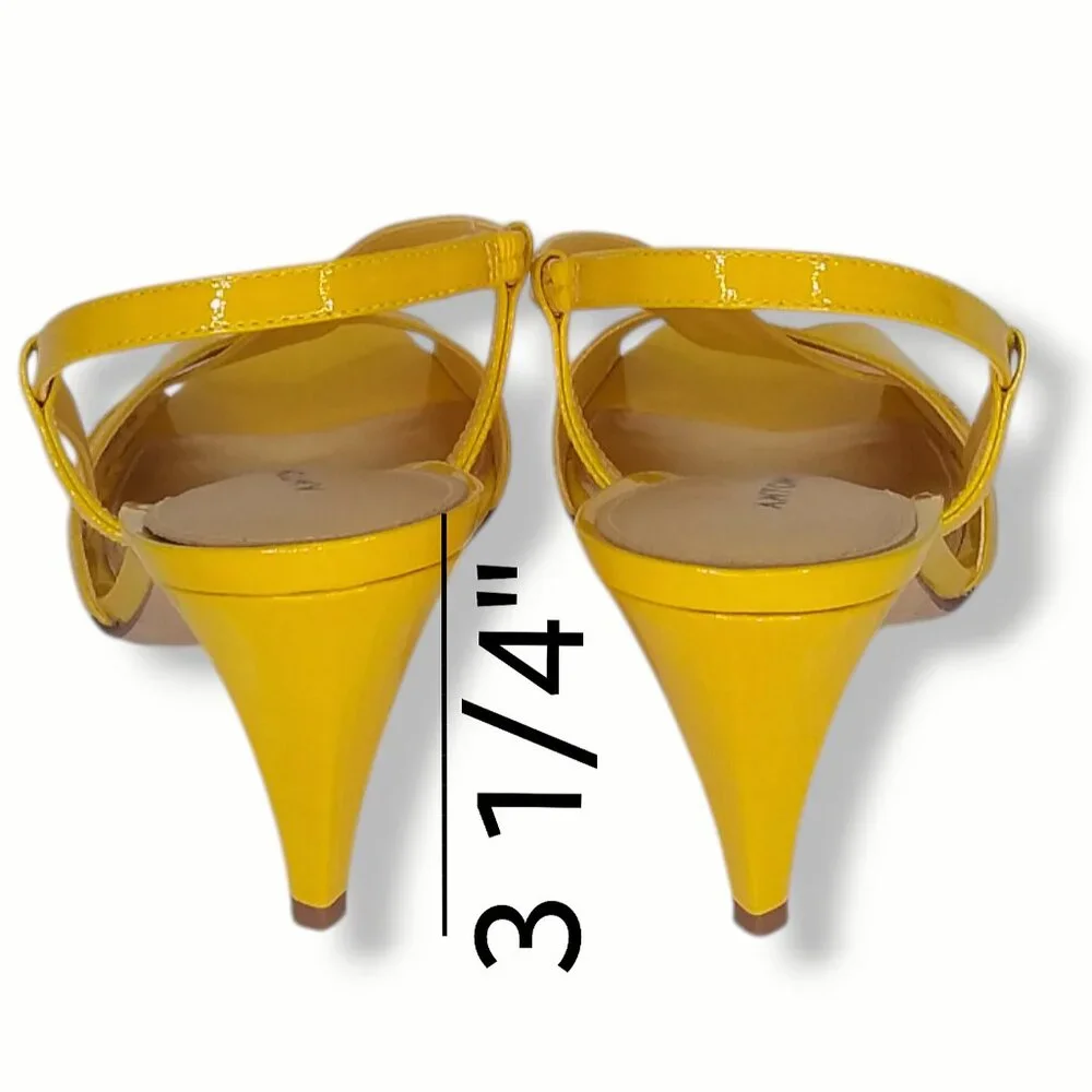 Antonio Melani Kaitlyn Slingback Heels Size 8 Yellow Patent Leather Retro Pinup - Picture 10 of 12